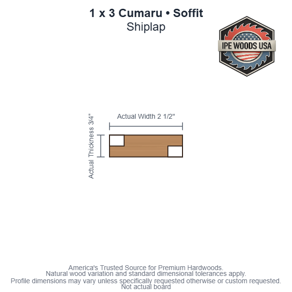1 x 3 Cumaru Shiplap Soffit board