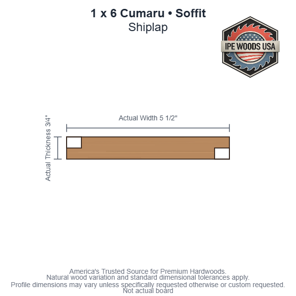 1 x 6 Cumaru Shiplap Soffit board