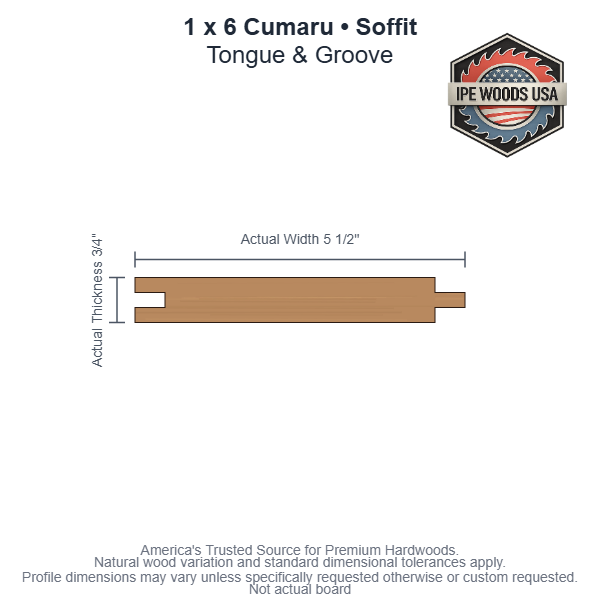 1 x 6 Cumaru T&G Soffit board