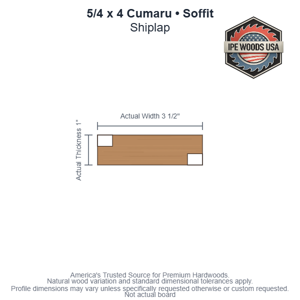 5/4 x 4 Cumaru Shiplap Soffit board