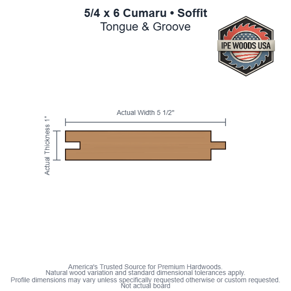 5/4 x 6 Cumaru T&G Soffit board