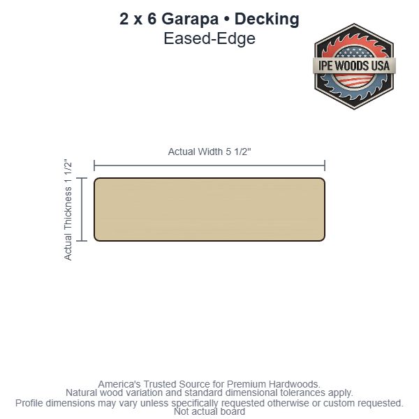 2 x 6 Garapa Eased-Edge Decking board