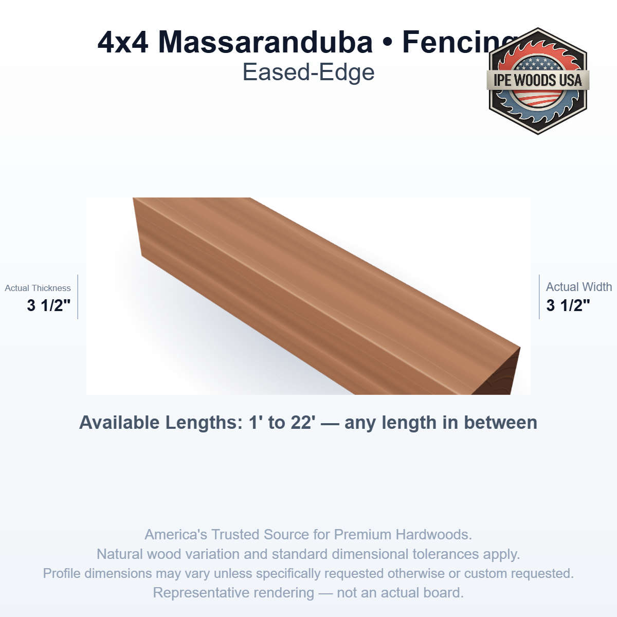 4x4 Massaranduba Fencing board profile diagram