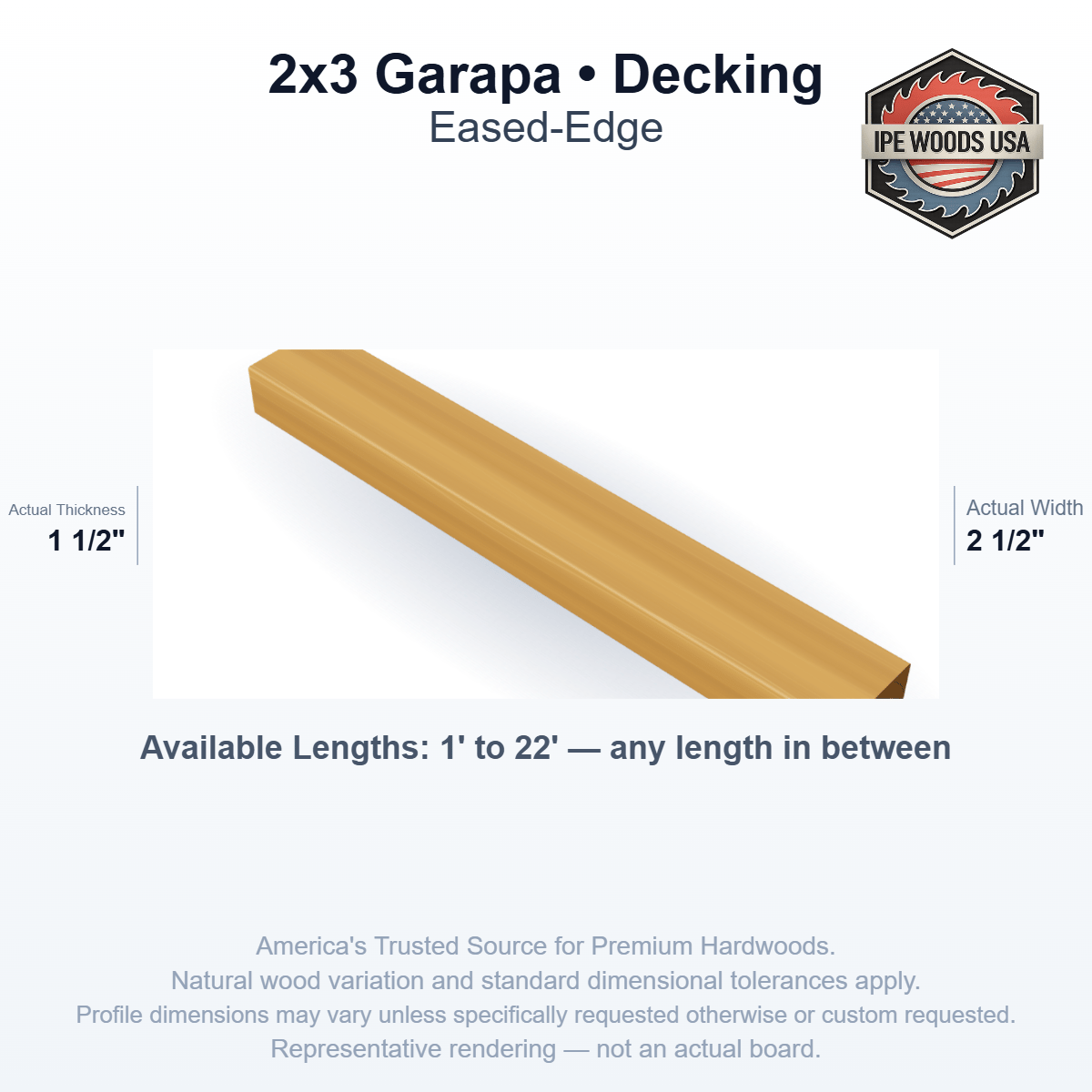 Garapa 2 x 3 Eased-Edge Decking board