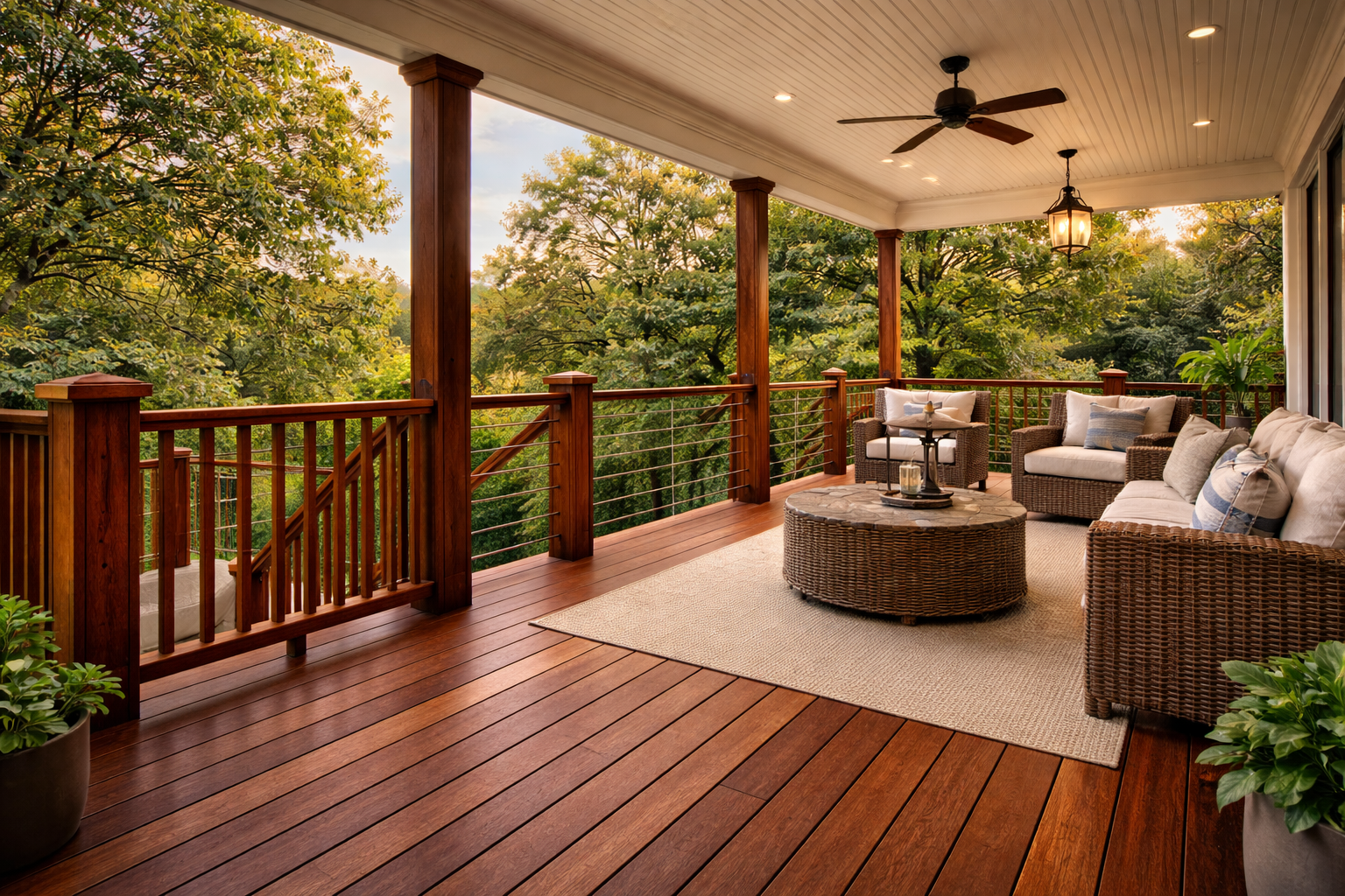 Red Balau hardwood deck railing system
