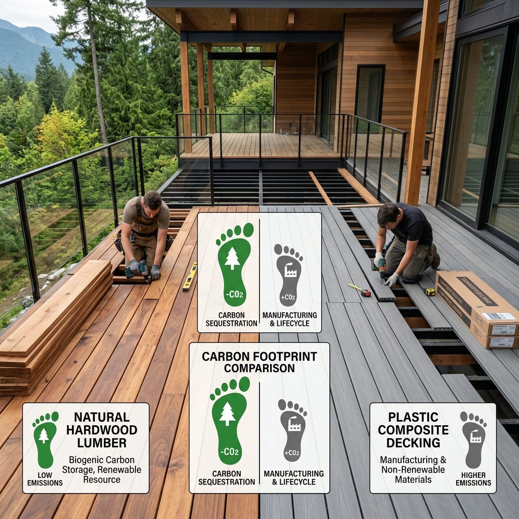 The Carbon Story of Long-Lived Hardwood vs. Short-Lived Plastic Lumber