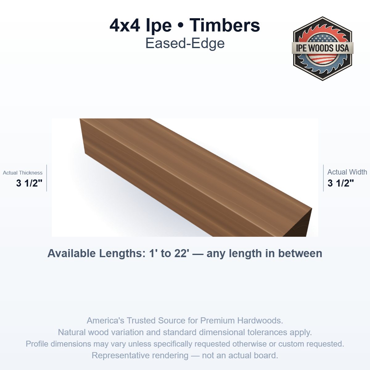 4x4 Ipe Timbers board profile diagram
