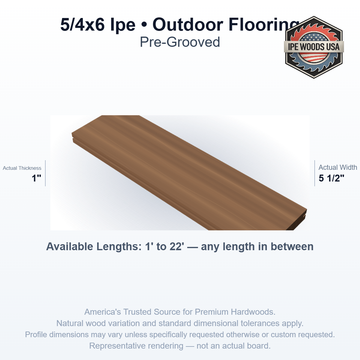 Ipe 5/4 x 6 Pregrooved Outdoor Flooring board