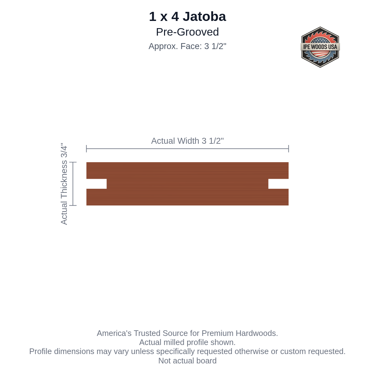 Jatoba 1 x 4 Pregrooved Outdoor Flooring board