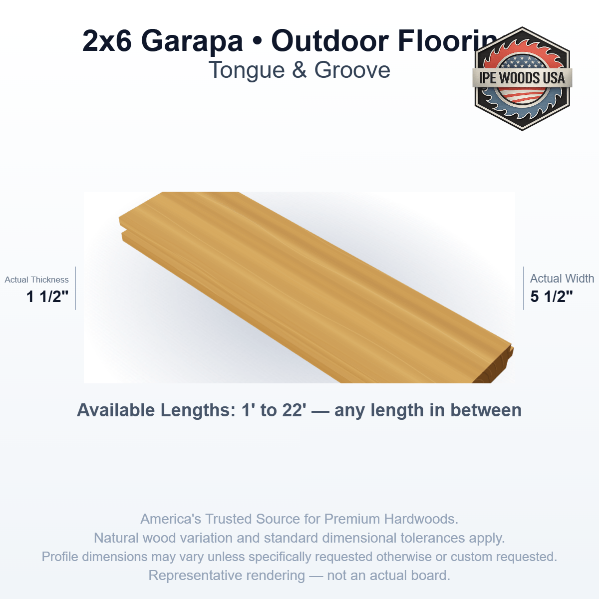 Garapa 2 x 6 T&G Outdoor Flooring board
