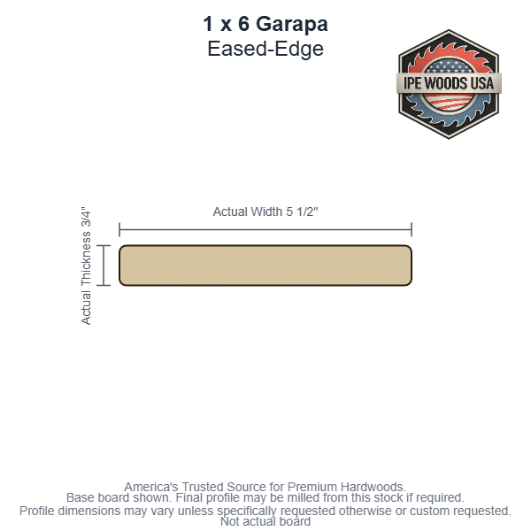 1 x 6 Garapa Rainscreen Siding board