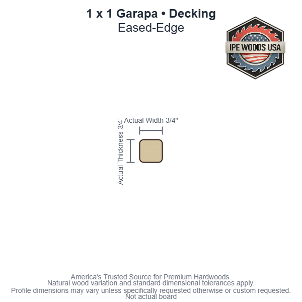 1 x 1 Garapa Eased-Edge Decking board