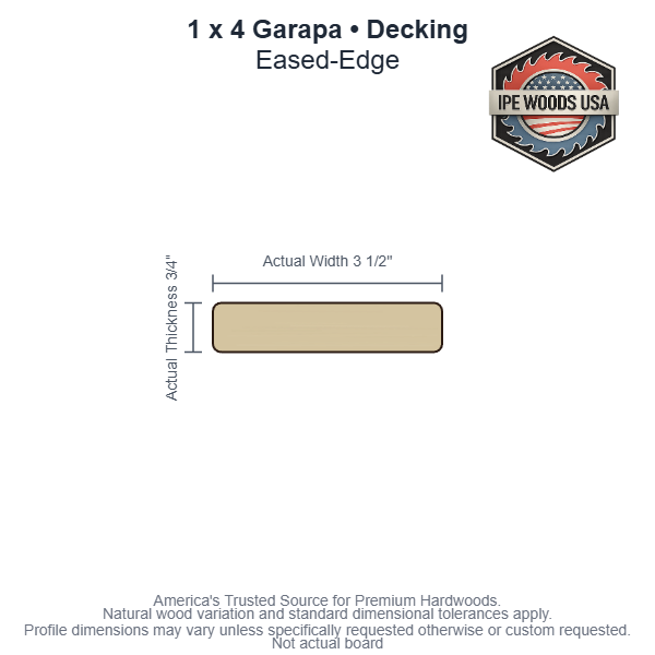 1 x 4 Garapa Eased-Edge Decking board