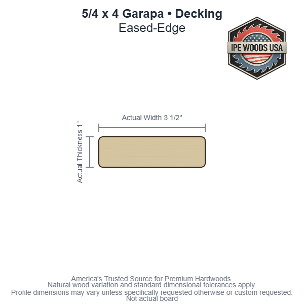 5/4 x 4 Garapa Eased-Edge Decking board