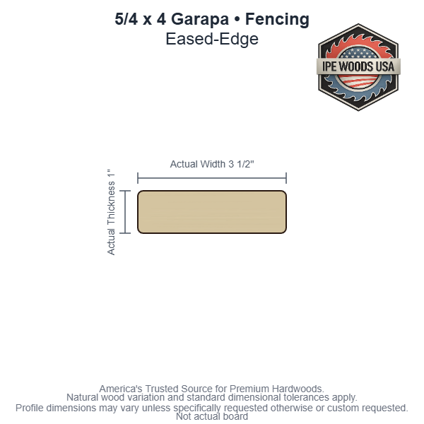 5/4 x 4 Garapa Eased-Edge Fencing board