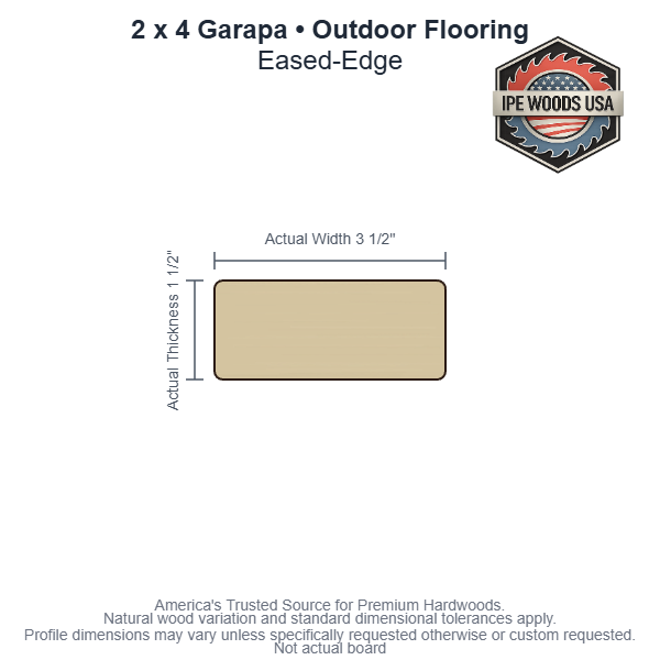 2 x 4 Garapa Eased-Edge Outdoor Flooring board