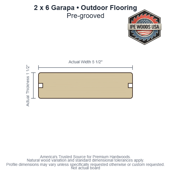 2 x 6 Garapa Pregrooved Outdoor Flooring board