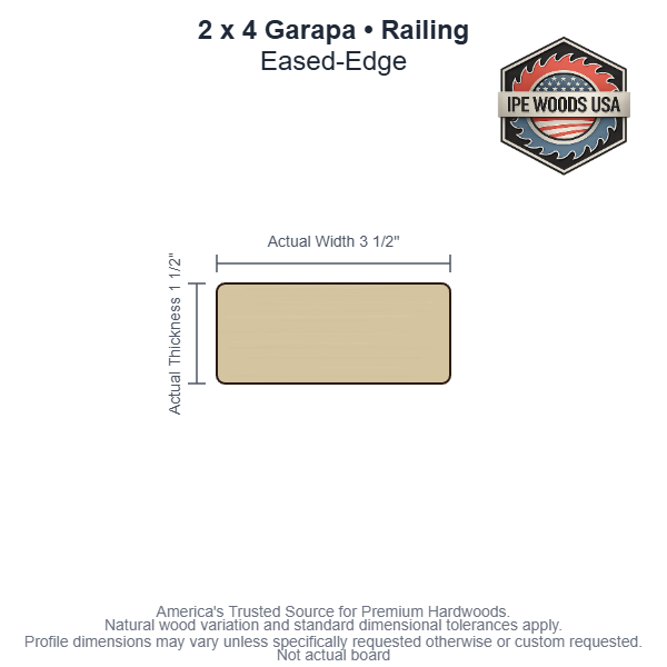 2 x 4 Garapa Eased-Edge Railing board