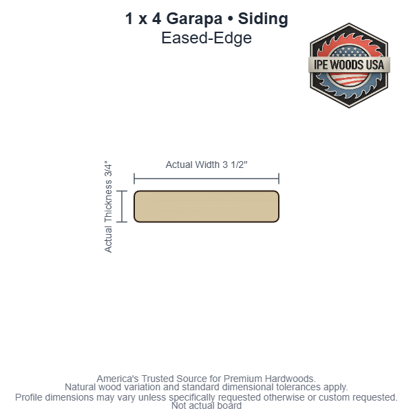 1 x 4 Garapa Eased-Edge Siding board