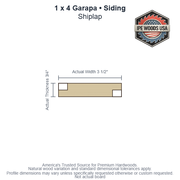 1 x 4 Garapa Shiplap Siding board