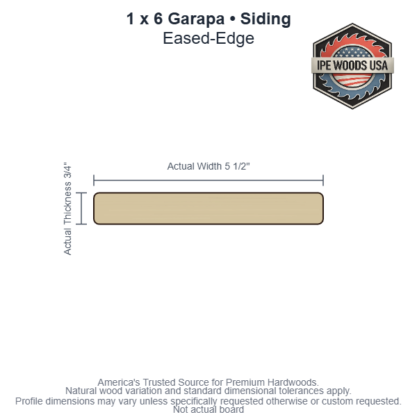 1 x 6 Garapa Eased-Edge Siding board
