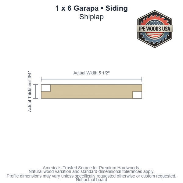 1 x 6 Garapa Shiplap Siding board