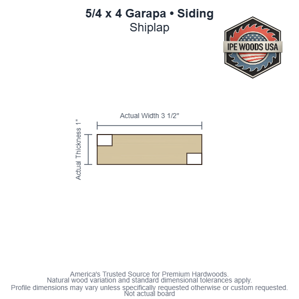 5/4 x 4 Garapa Shiplap Siding board