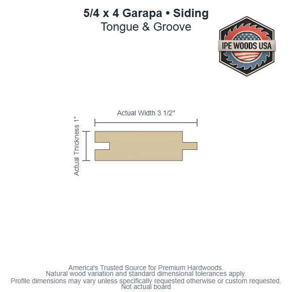 5/4 x 4 Garapa T&G Siding board