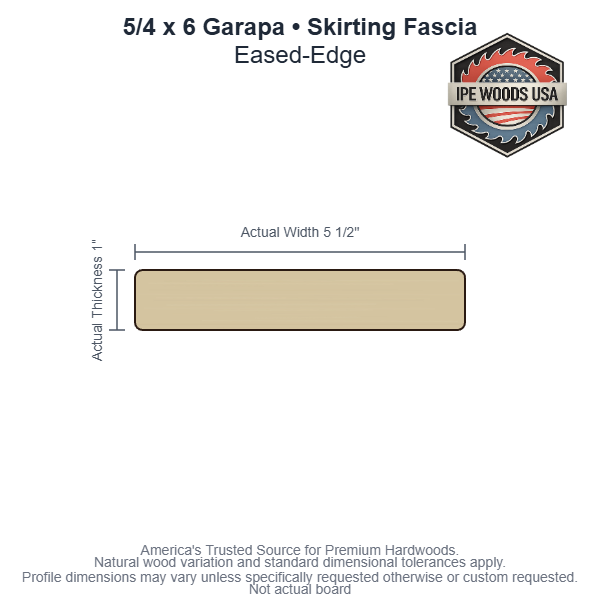 Garapa 5/4 x 6 Eased-Edge Skirting Fascia board