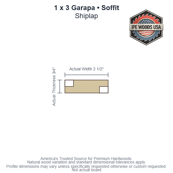1 x 3 Garapa Shiplap Soffit board