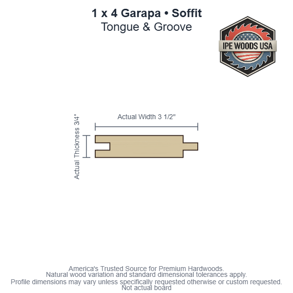 1 x 4 Garapa T&G Soffit board