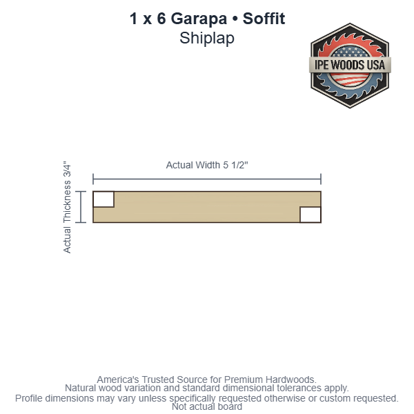 1 x 6 Garapa Shiplap Soffit board