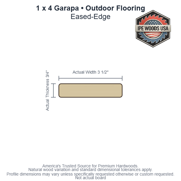 1 x 4 Garapa Eased-Edge Outdoor Flooring board