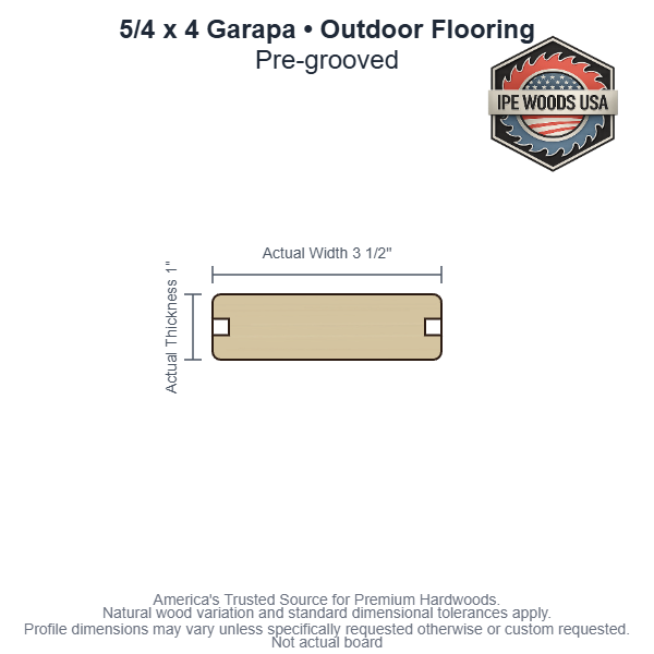 5/4 x 4 Garapa Pregrooved Outdoor Flooring board