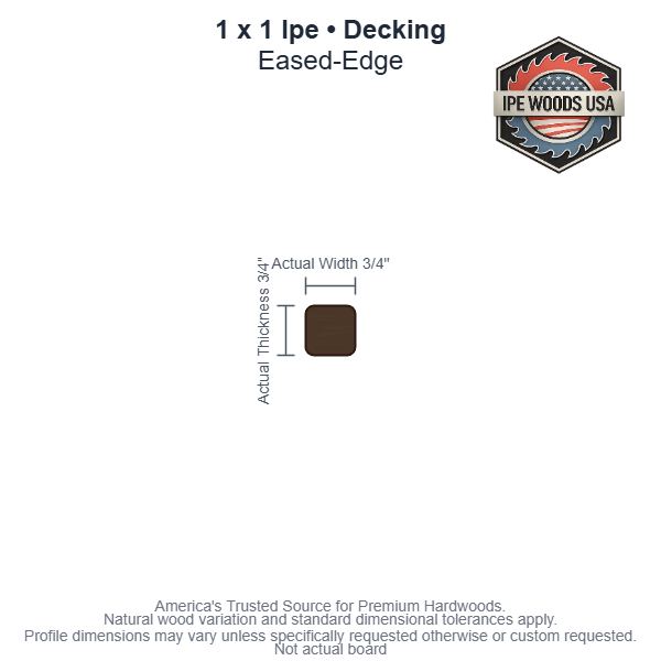 1 x 1 Ipe Eased-Edge Decking board