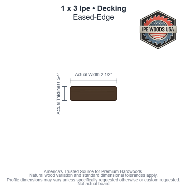 1 x 3 Ipe Eased-Edge Decking board
