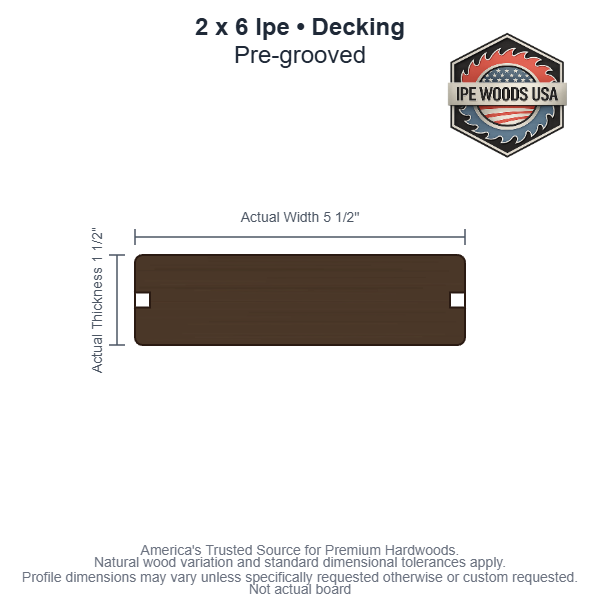 2 x 6 Ipe Pregrooved Decking board