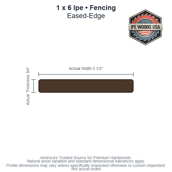 1 x 6 Ipe Eased-Edge Fencing board