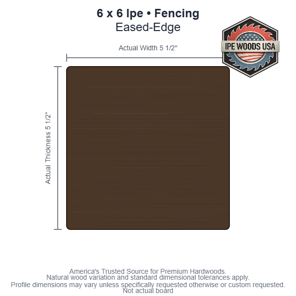 6 x 6 Ipe Eased-Edge Fencing board