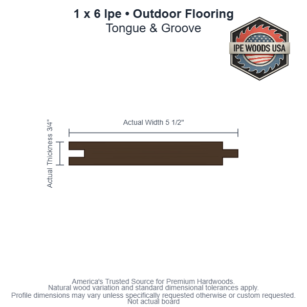 1 x 6 Ipe T&G Outdoor Flooring board