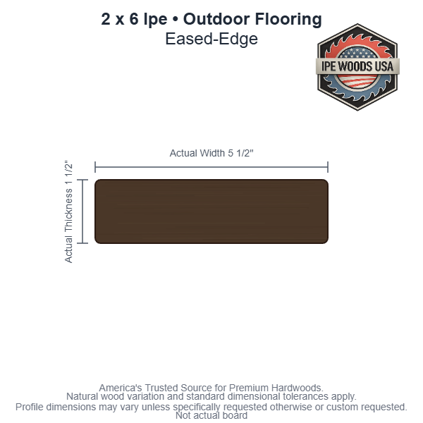 2 x 6 Ipe Eased-Edge Outdoor Flooring board