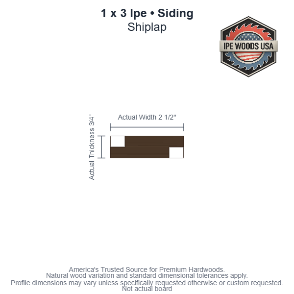 1 x 3 Ipe Shiplap Siding board