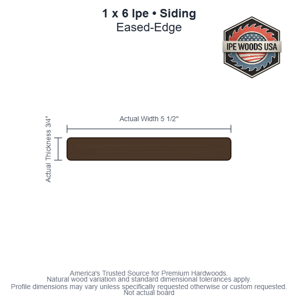 1 x 6 Ipe Eased-Edge Siding board