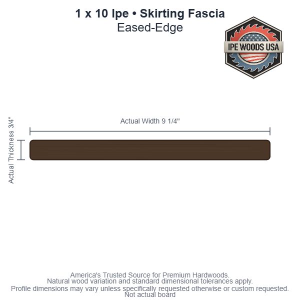 1x10 Ipe Wood Skirting Fascia board profile diagram