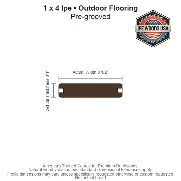 1 x 4 Ipe Pregrooved Outdoor Flooring board
