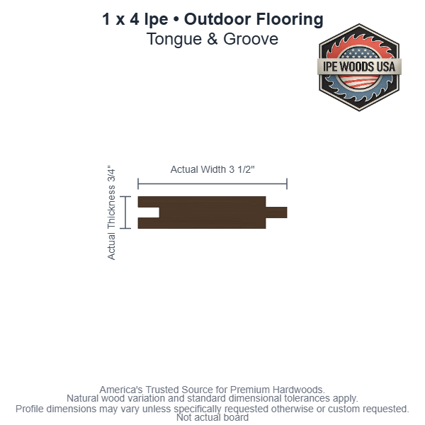 1 x 4 Ipe T&G Outdoor Flooring board