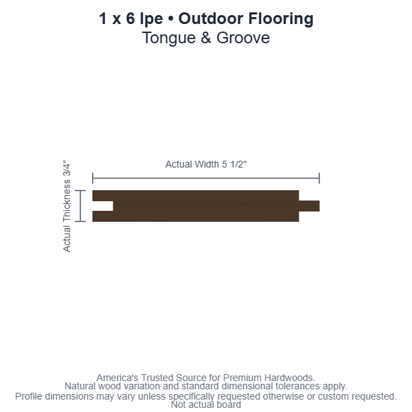 1 x 6 Ipe T&G Outdoor Flooring board