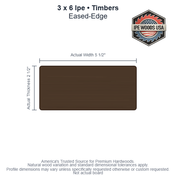 3 x 6 Ipe Eased-Edge Timbers board
