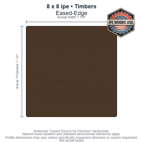 8 x 8 Ipe Eased-Edge Timbers board