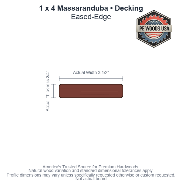 1 x 4 Massaranduba Eased-Edge Decking board